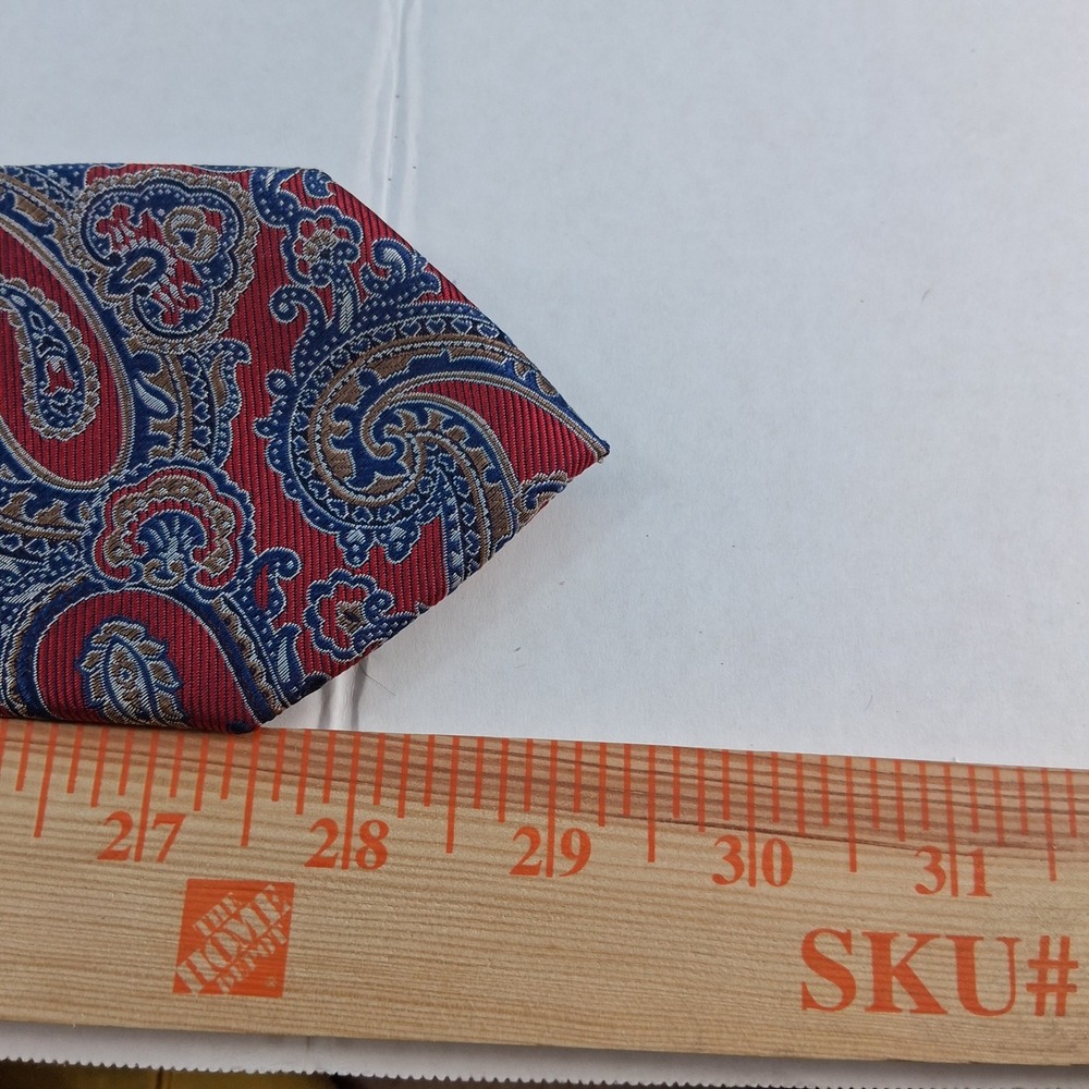 Jos. A. Bank Necktie Mens OS Red Paisley Reserve 100% Silk Classic Woven Tie - Picture 8 of 10